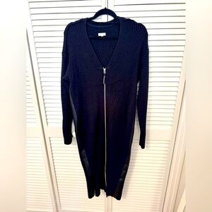 Anthropologie Black Longline Zip-Up Cardigan or Sweater Dress Size XL